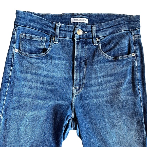 Good American Good Waist High Rise Stretch Distressed Skinny Ankle Jeans 28 - Picture 3 of 9